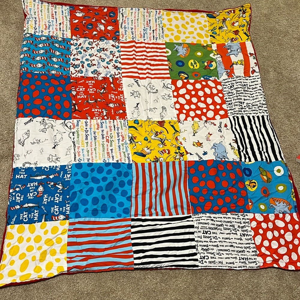 Dr Seuss patchwork blanket